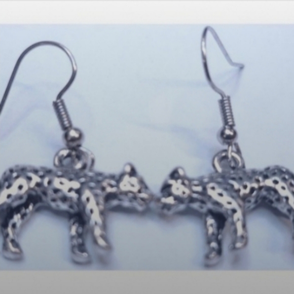 * Jewelry - Leopard Cheetah Jaquar Tiger Cat Earrings Feline Lover Silver Handmade NEW NWT